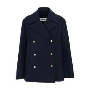 Grifoni Women Blue Double-Breasted Jacket With Wide Classic Lapels In Wool Woman